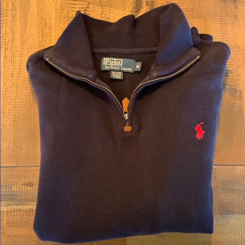 Polo 1/4 zip sweater size men medium blue